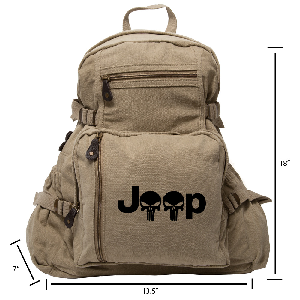 Jeep Wrangler Renegade Cherokee Punisher Skull Military Backpack Best